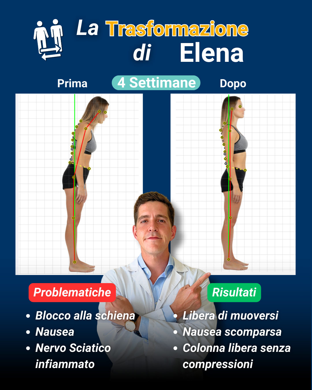 Trasformazione Elena: blocco schiena, nausea, nervo sciatico risolti in 4 settimane