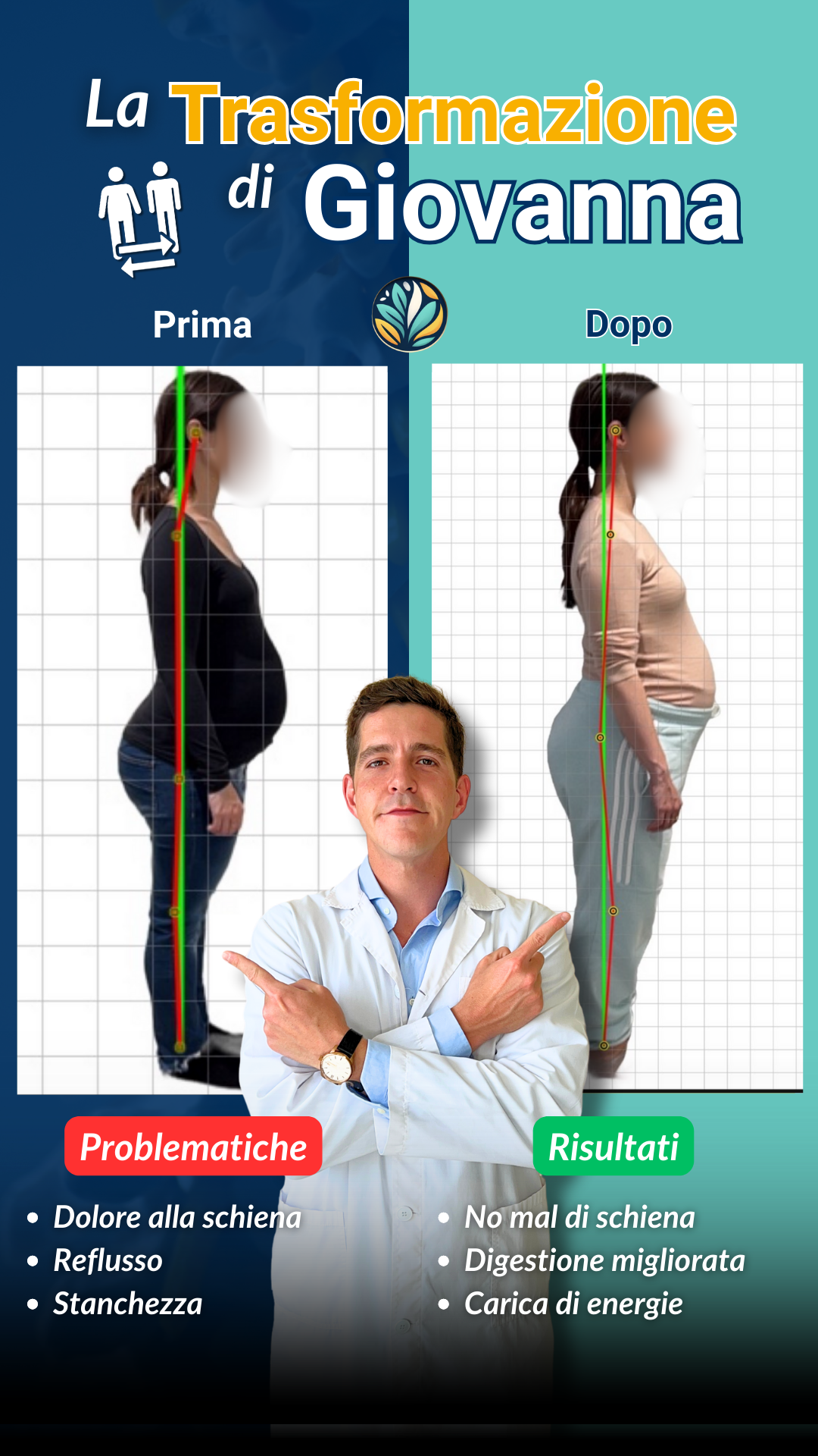 Trasformazione Giovanna: dolore schiena, reflusso, stanchezza risolti