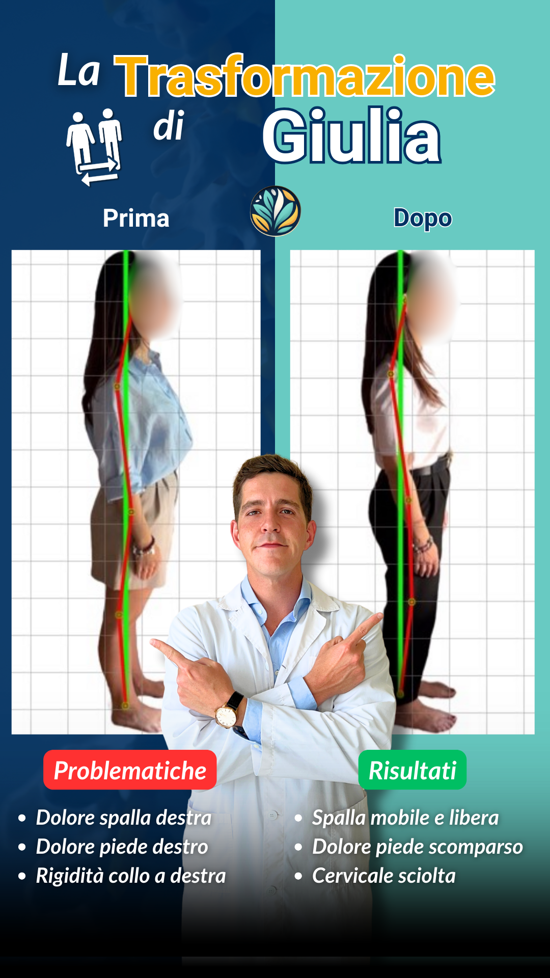 Trasformazione Giulia: dolore spalla, piede, rigidità collo risolti