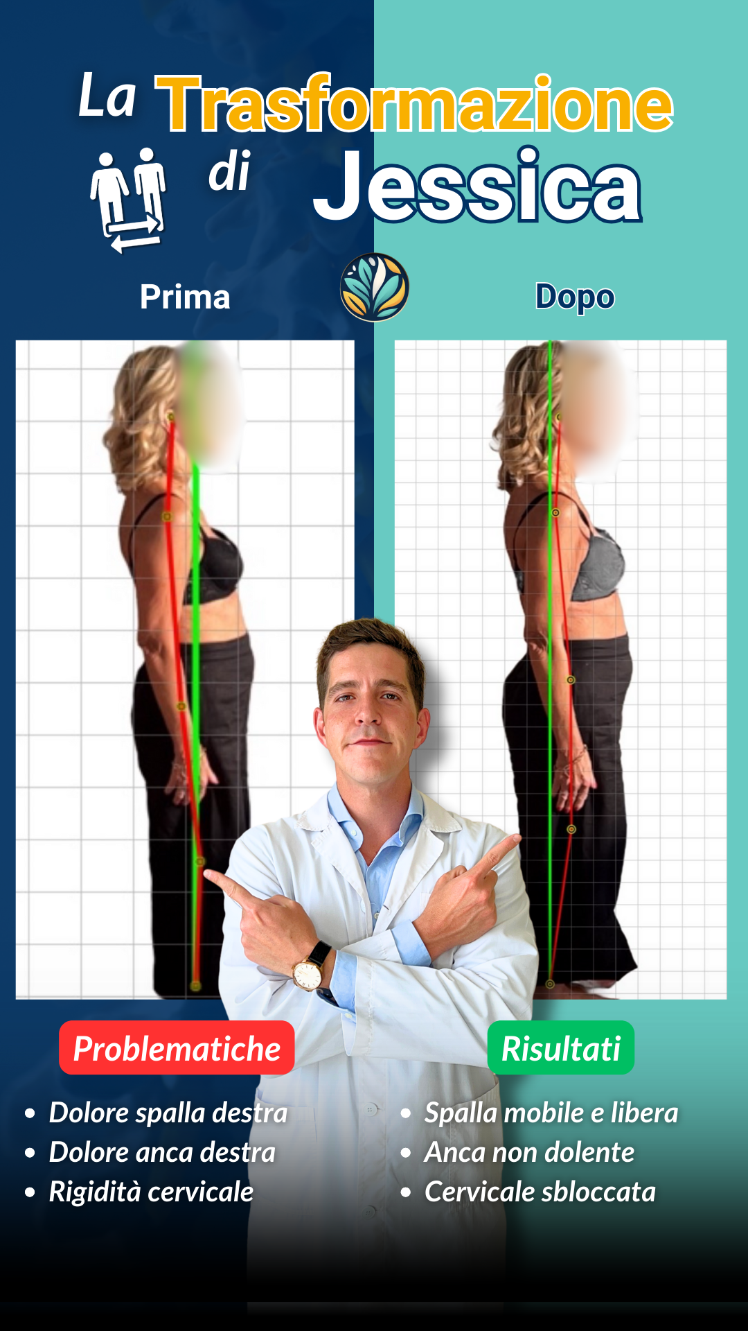 Trasformazione Jessica: dolore spalla, anca, rigidità cervicale risolti