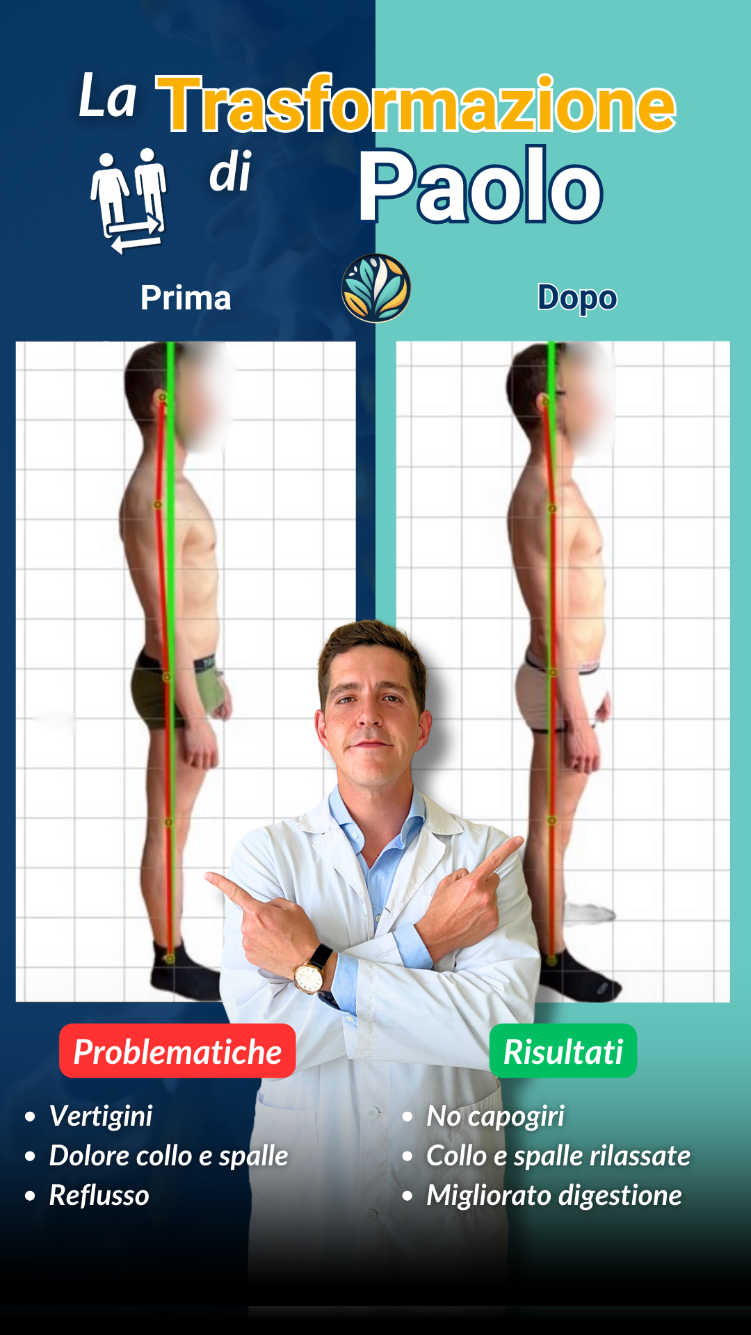 Trasformazione Paolo: vertigini, dolore collo e spalle, reflusso risolti